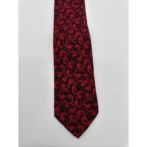 SERICA ELITE Red Black Tie  paisley  Made In Italy 100% Pure Silk